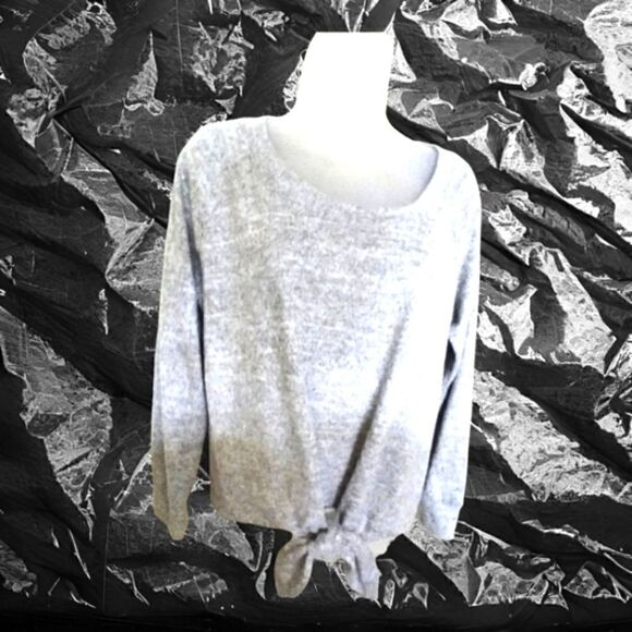 SWEATER, Crop Tie  by Allison Joy Women's Heather GRAY Pullover Size Small - Picture 6 of 8